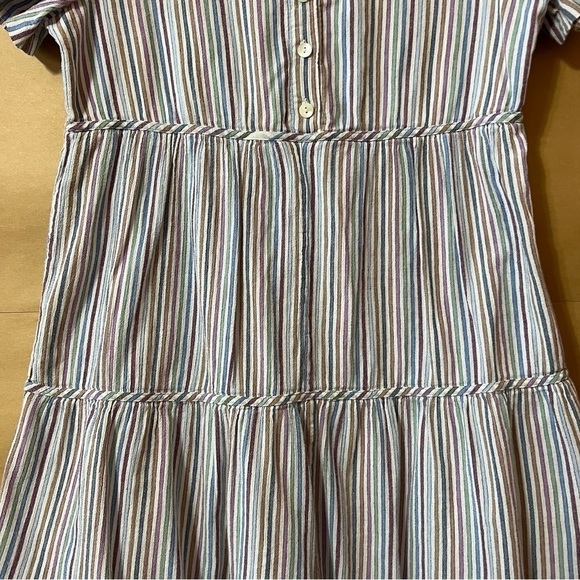 Madewell | Striped Crewneck Button Front Tiered Mini Dress Popover Size S - Picture 8 of 14